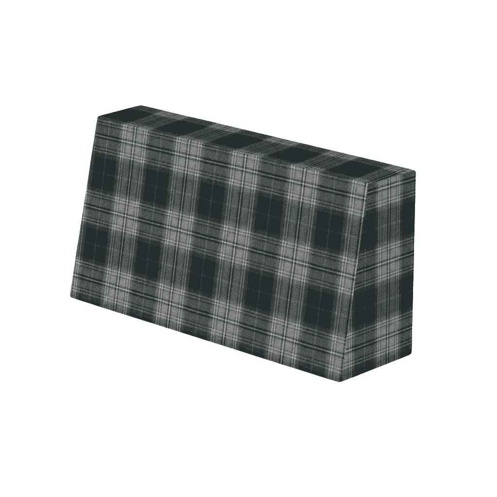 Skrå ryggpute på mål i mønstret ull